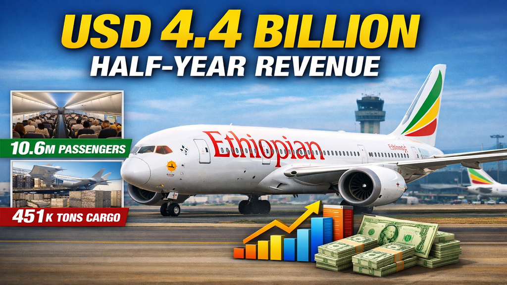 Ethiopian Airlines Reports USD 4.4 Billion Half-Year Revenue